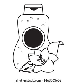 Sun bronzer product with tropical flower cosmetic product ,vector illustration graphic design.