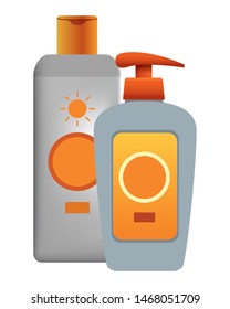 Sun bronzers bottles cosmetic products ,vector illustration graphic design.
