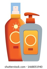 Sun bronzers bottles cosmetic products ,vector illustration graphic design.