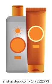 Sun bronzers bottles cosmetic products ,vector illustration graphic design.