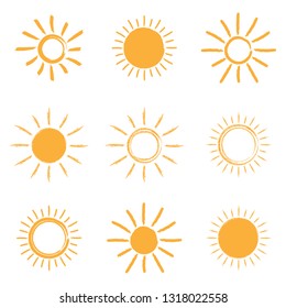 Sun brush icons set