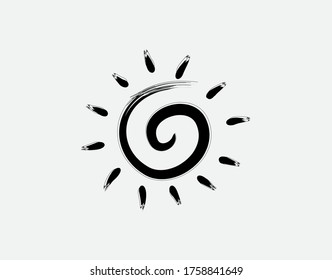 Sun Brush on white background in vector illustration
