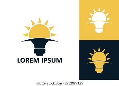 Sun bulb creative logo template design vector
