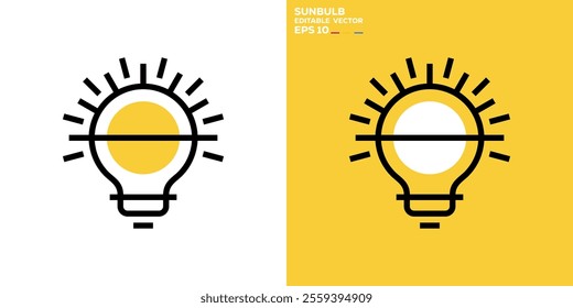 Sun bulb logo. Electric, smart, innovation. Icon symbol design template EPS 10.