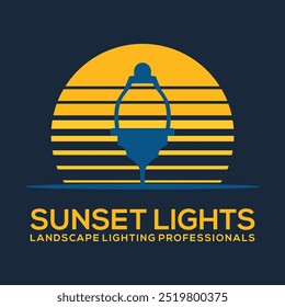 Símbolo de Sol y Bombilla. Logotipo de idea creativa y pensamiento. Ilustración Abstractas del icono de la puesta del sol en la playa.
