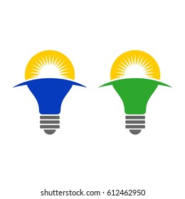 Sun and Bulb Vector Illustration Logo Template Illustration Design. Vector EPS 10.