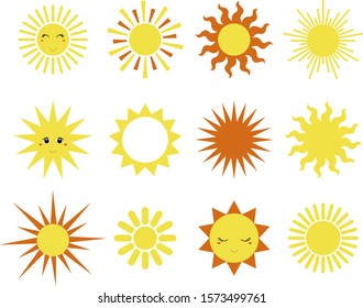 sun bundle summer set vector illustration