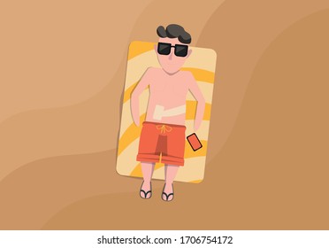 Sun Burnt Man On The Sand