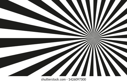 Sun burst background with black and white rays. Sunburst or Sunbeam abstract pattern. Vector illustration.