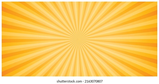 Sun Burst Background In In Vector Illustration. Summer Banner Backdrop Design, Orange Sun Burst Pattern Rays Backdrop Design.