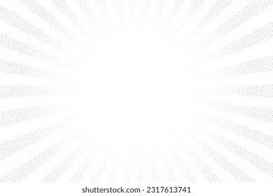 Sun burst background.Halftone starburst shine effect. Vintage radial sunburst with circular rays. Vector stipple dotted illustration.
