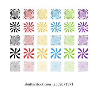 Sun burst backgrounds icons collection. Flat style. Vector icons