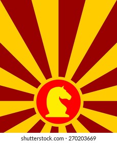 sun burst banner with knight chess figure