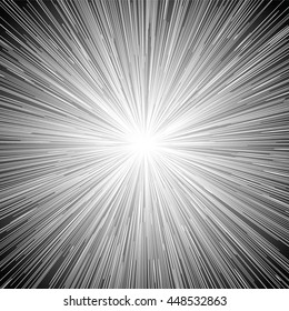 Sun Burst Blast Speed Line Comic Black Background Vector Illustration