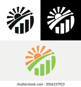 Sun Burst Chart Bar Arrow Logo