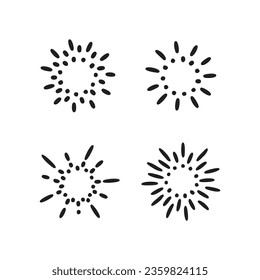 The sun burst dashed line aesthetic abstract element art decoration vector illustration on white background.