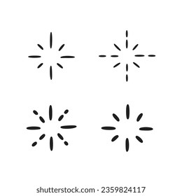 El sol reventó la línea discontinua estética elemento abstracto decoración de arte ilustración vectorial sobre fondo blanco.