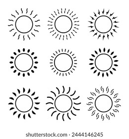 The sun burst dashed line aesthetic abstract element art decoration vector illustration on white background.