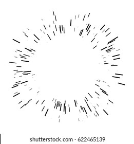 Sun burst design element. Vector illustration. Icon black on white. Design element for logo, signs. Dynamic style. Abstract explosion, speed motion lines from the middle, radial, radiating sharp