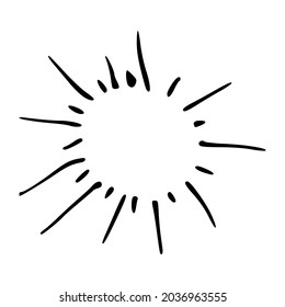 Sun burst doodle or hand drawn design. Festive line drawn with marker pen. Stroke, outline, brush illustration vector. Vintage background wallpapers.