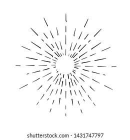 Sun burst doodle isolated on white background.