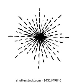 Sun burst doodle isolated on white background 