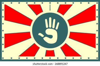 sun burst flag with hand print