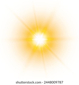 El sol estalló sobre un fondo blanco. Ilustración vectorial. Eps 10