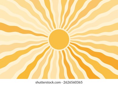 Sun burst pattern background ray sunshine. Retro summer sun wave vector geometric texture beam.