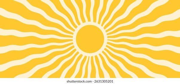 Sun burst pattern background ray sunshine. Retro summer sun wave vector geometric texture beam.