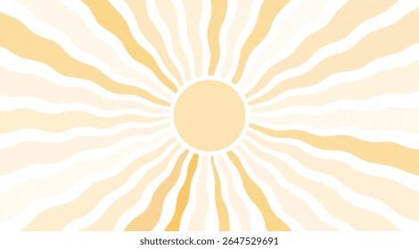 Sun burst pattern background ray sunshine. Retro summer sun wave vector geometric texture beam.
