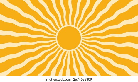 Sun burst pattern background ray sunshine. Retro summer sun wave vector geometric texture beam.