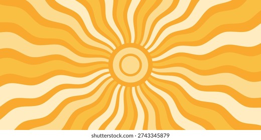 Sun burst pattern background ray sunshine. Retro summer sun wave vector geometric texture beam.