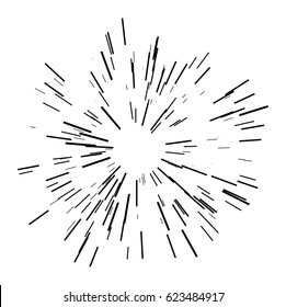 Sun burst shapes. Dynamic style. Abstract explosion, speed motion lines from the middle, radial, radiating sharp Vector illustration. Icon black on white. Design element for logo, signs 