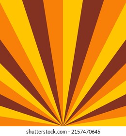 Sun burst square aesthetic background.  Retro vector illustration in style 60s, 70s. Trendy colorful backdrop in orange, yellow and brown pallette