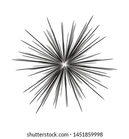 Sun burst, star burst sunshine. Dynamic style. Abstract explosion, speed motion lines from the middle, radiating sharp Vector illustration