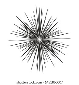 Sun burst, star burst sunshine. Dynamic style. Abstract explosion, speed motion lines from the middle, radiating sharp Vector illustration