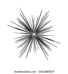 Sun burst, star burst sunshine. Dynamic style. Abstract explosion, speed motion lines from the middle, radiating sharp Vector illustration