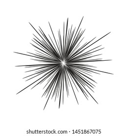 Sun burst, star burst sunshine. Dynamic style. Abstract explosion, speed motion lines from the middle, radiating sharp Vector illustration
