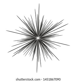 Sun burst, star burst sunshine. Dynamic style. Abstract explosion, speed motion lines from the middle, radiating sharp Vector illustration