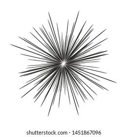 Sun burst, star burst sunshine. Dynamic style. Abstract explosion, speed motion lines from the middle, radiating sharp Vector illustration
