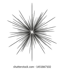 Sun burst, star burst sunshine. Dynamic style. Abstract explosion, speed motion lines from the middle, radiating sharp Vector illustration