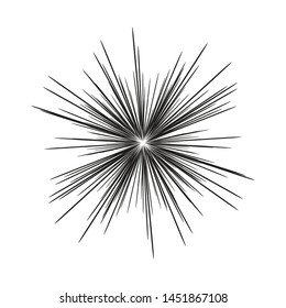 Sun burst, star burst sunshine. Dynamic style. Abstract explosion, speed motion lines from the middle, radiating sharp Vector illustration