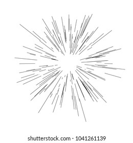 Sun burst, star burst sunshine. Radiating from the center of thin beams, lines Vector illustration. Design element for logo, signs. Dynamic style Abstract explosion, speed motion lines from the middle