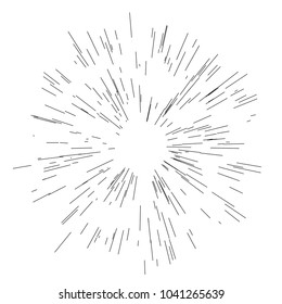 Sun burst, star burst sunshine. Radiating from the center of thin beams, lines Vector illustration. Design element for logo, signs. Dynamic style Abstract explosion, speed motion lines from the middle
