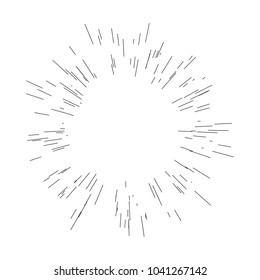 Sun burst, star burst sunshine. Radiating from the center of thin beams, lines Vector illustration. Design element for logo, signs. Dynamic style Abstract explosion, speed motion lines from the middle