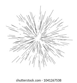 Sun burst, star burst sunshine. Radiating from the center of thin beams, lines Vector illustration. Design element for logo, signs. Dynamic style Abstract explosion, speed motion lines from the middle
