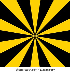 Sun burst, star burst sunshine. Radiating from the center of thin beams, lines. Vector illustration. Icon black and yellow. Dynamic, pop art style. Abstract explosion, speed motion