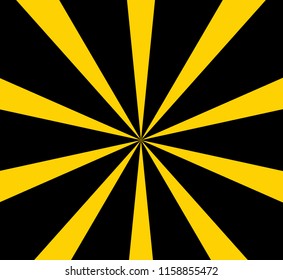 Sun burst, star burst sunshine. Radiating from the center of thin beams, lines. Vector illustration. Icon black and yellow. Dynamic, pop art style. Abstract explosion, speed motion