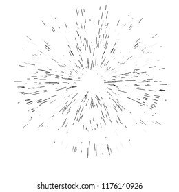 Sun burst, star burst sunshine. Radiating from the center of thin beams, lines. Vector illustration. Icon. Design element for logo, signs. Dynamic style. Abstract explosion, speed motion